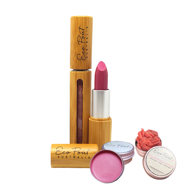 Lip Gloss, Lipstick, Lip Scrub and Cream Blush Pack